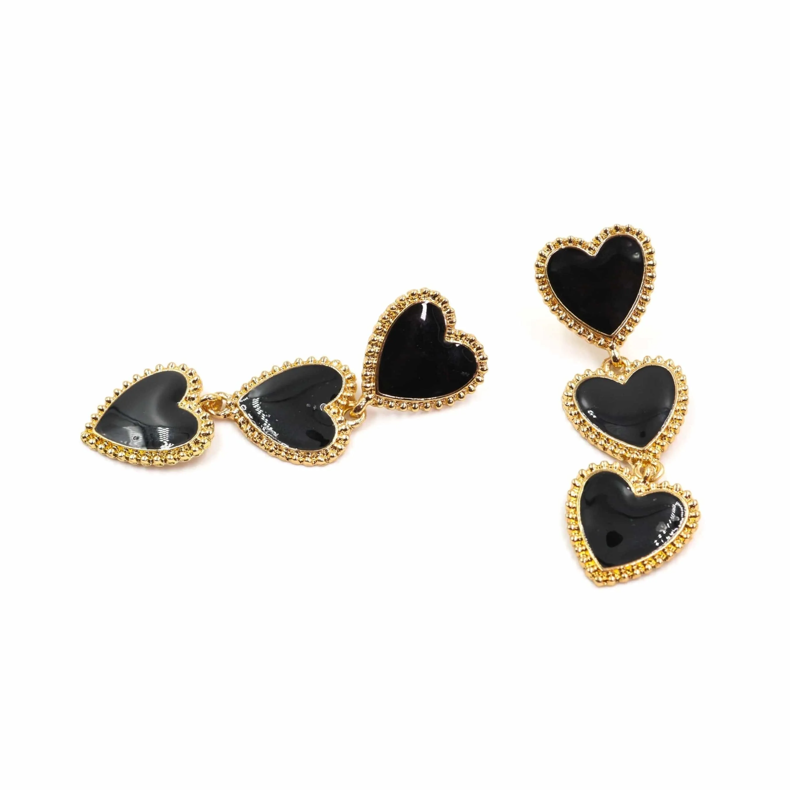 The Bullish Store Women's Dark Heart Drop Earrings in Black