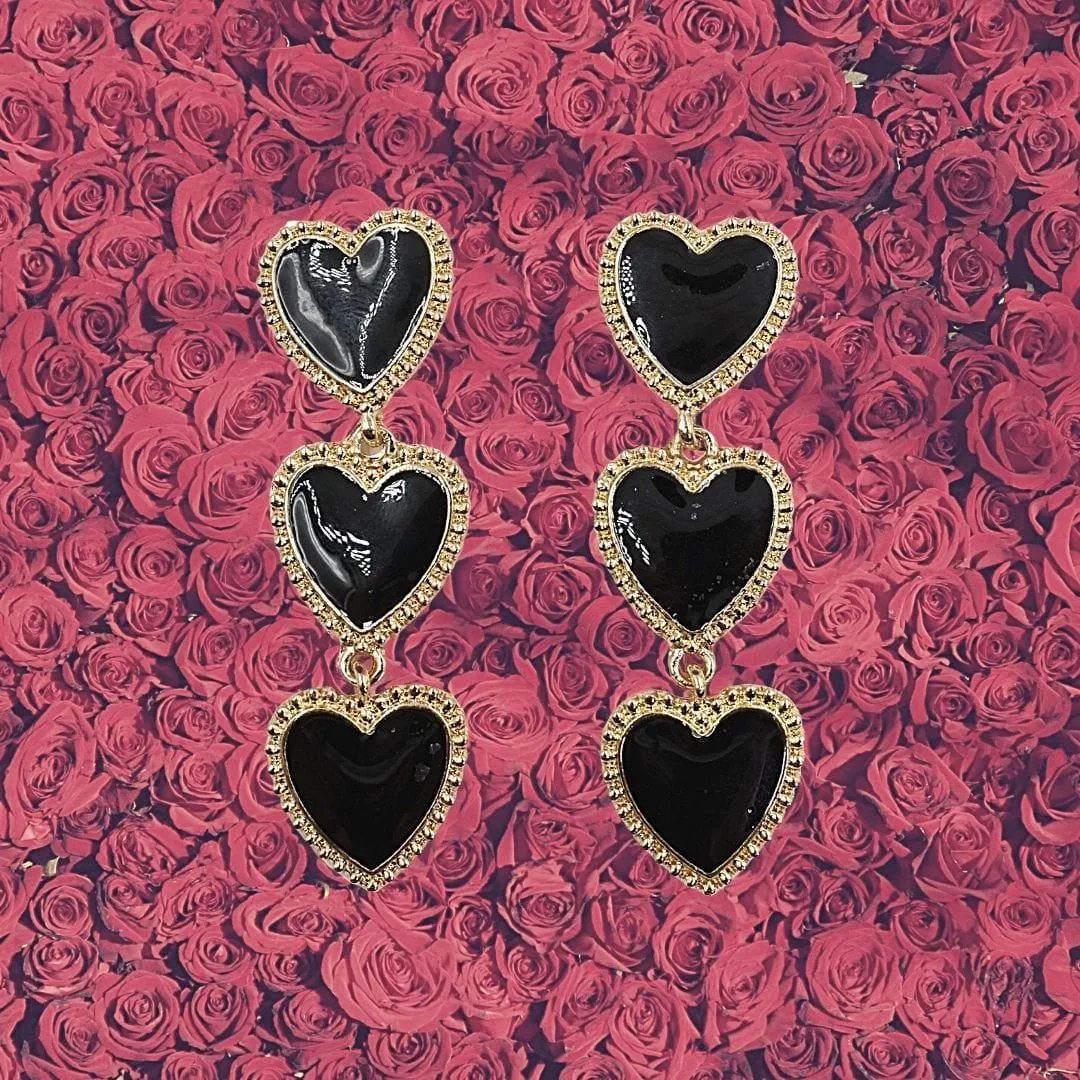 The Bullish Store Women's Dark Heart Drop Earrings in Black