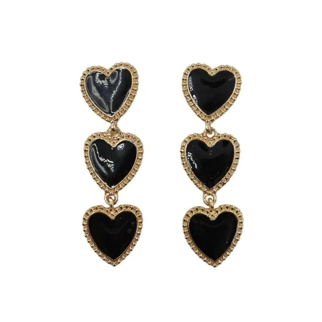 The Bullish Store Women's Dark Heart Drop Earrings in Black