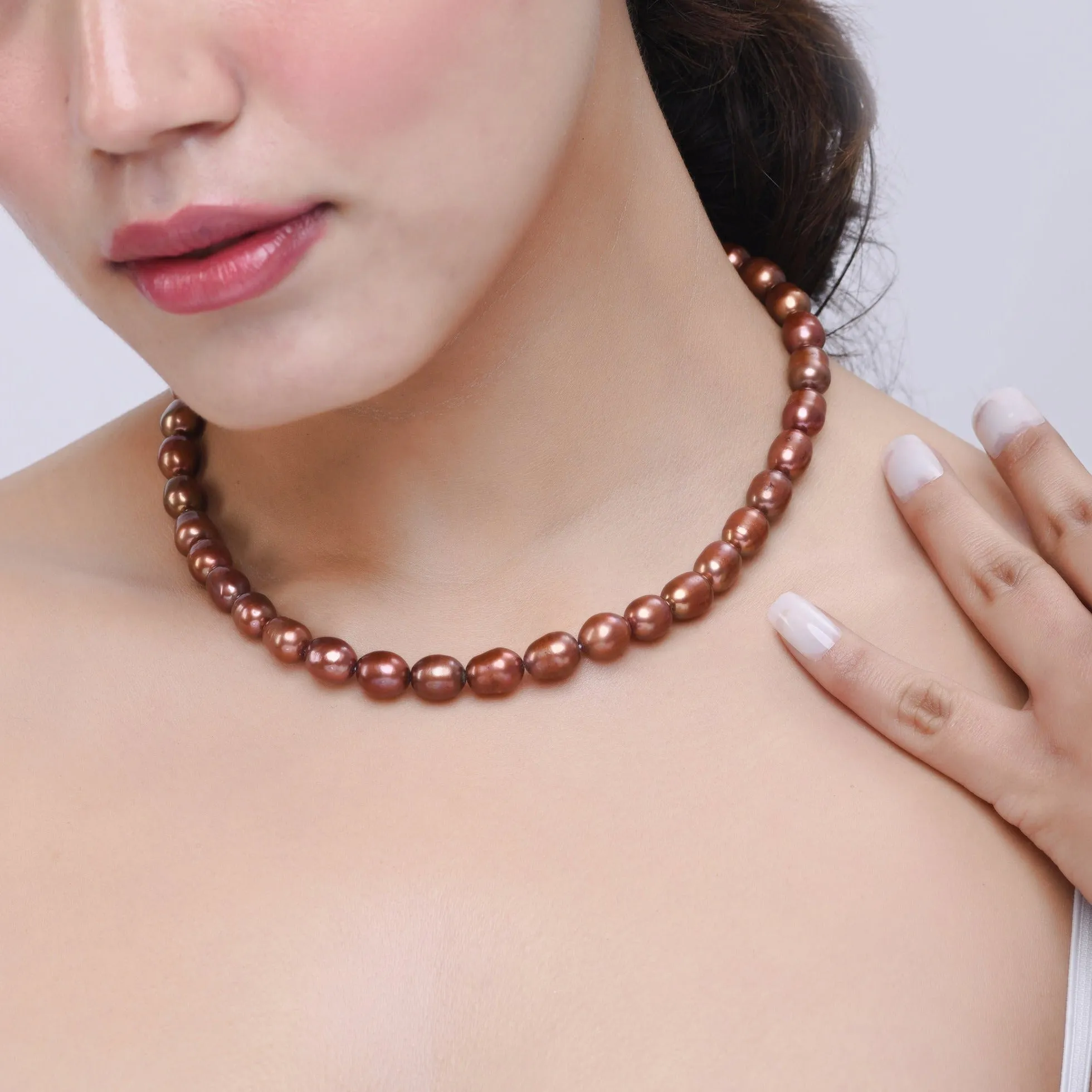 Timeless Natural Bronze Pearl Necklace| 925 Silver - From Purl