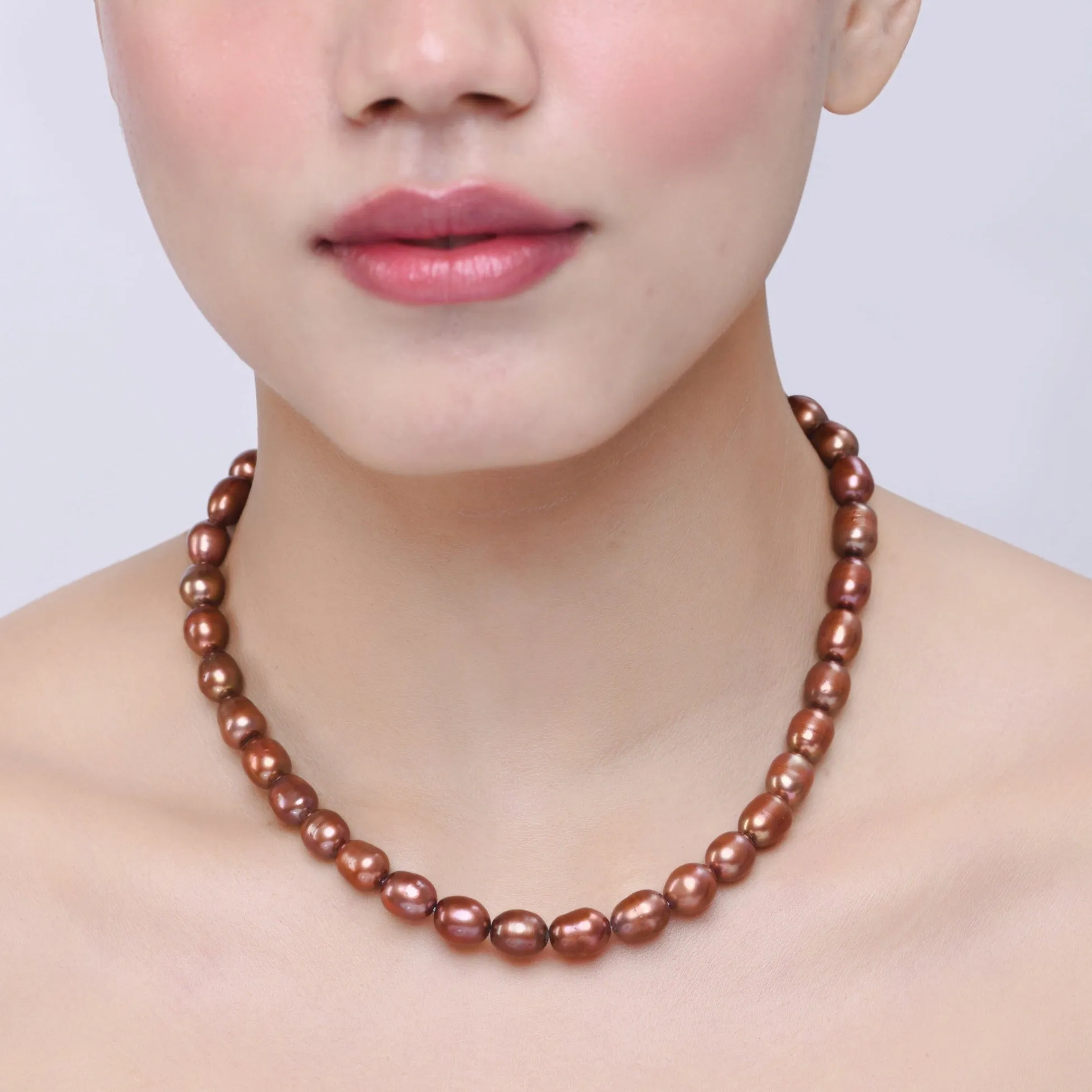 Timeless Natural Bronze Pearl Necklace| 925 Silver - From Purl