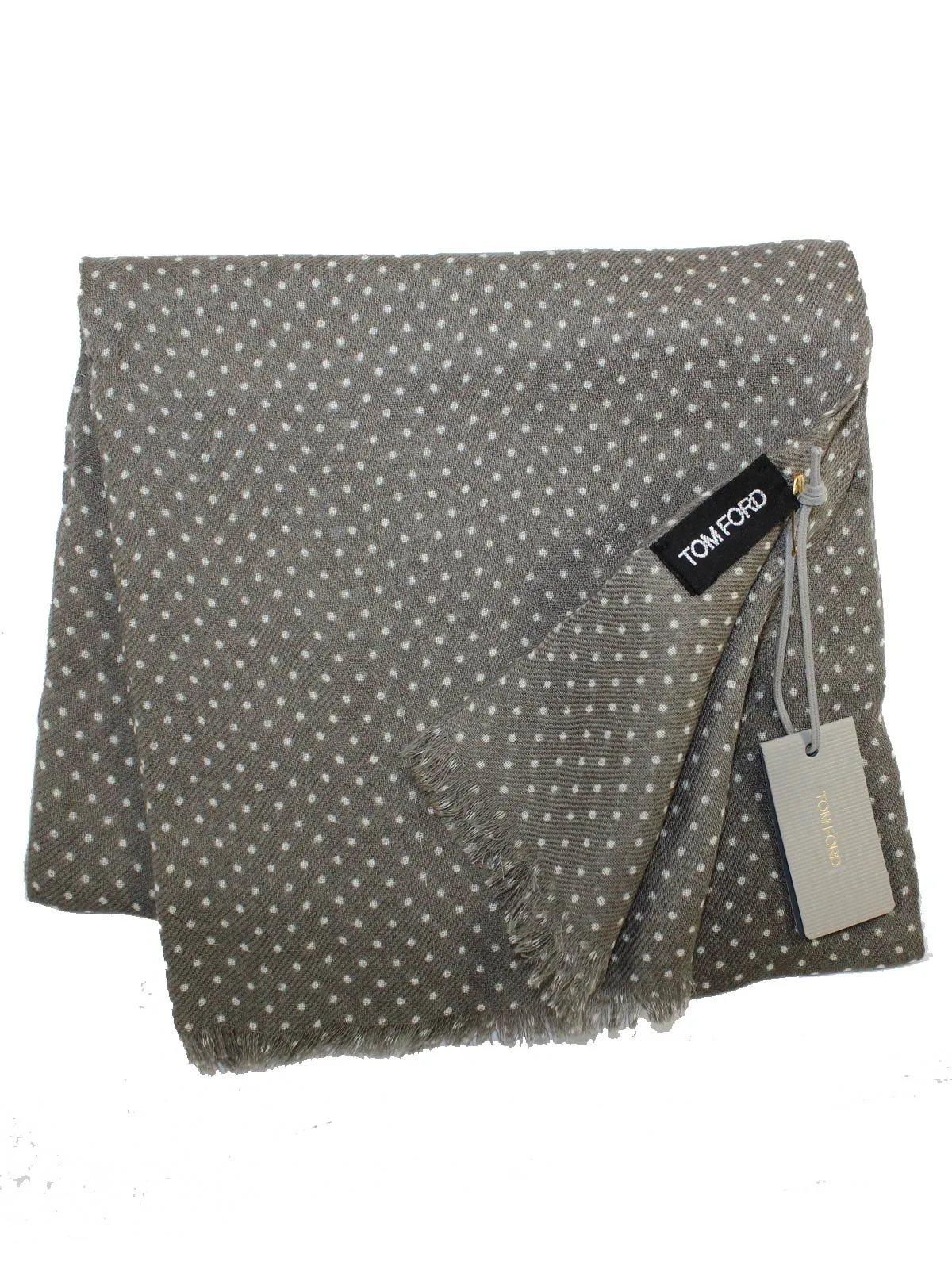 Tom Ford Scarf Ceylon Green Dots - Wool Cashmere Silk Shawl SALE