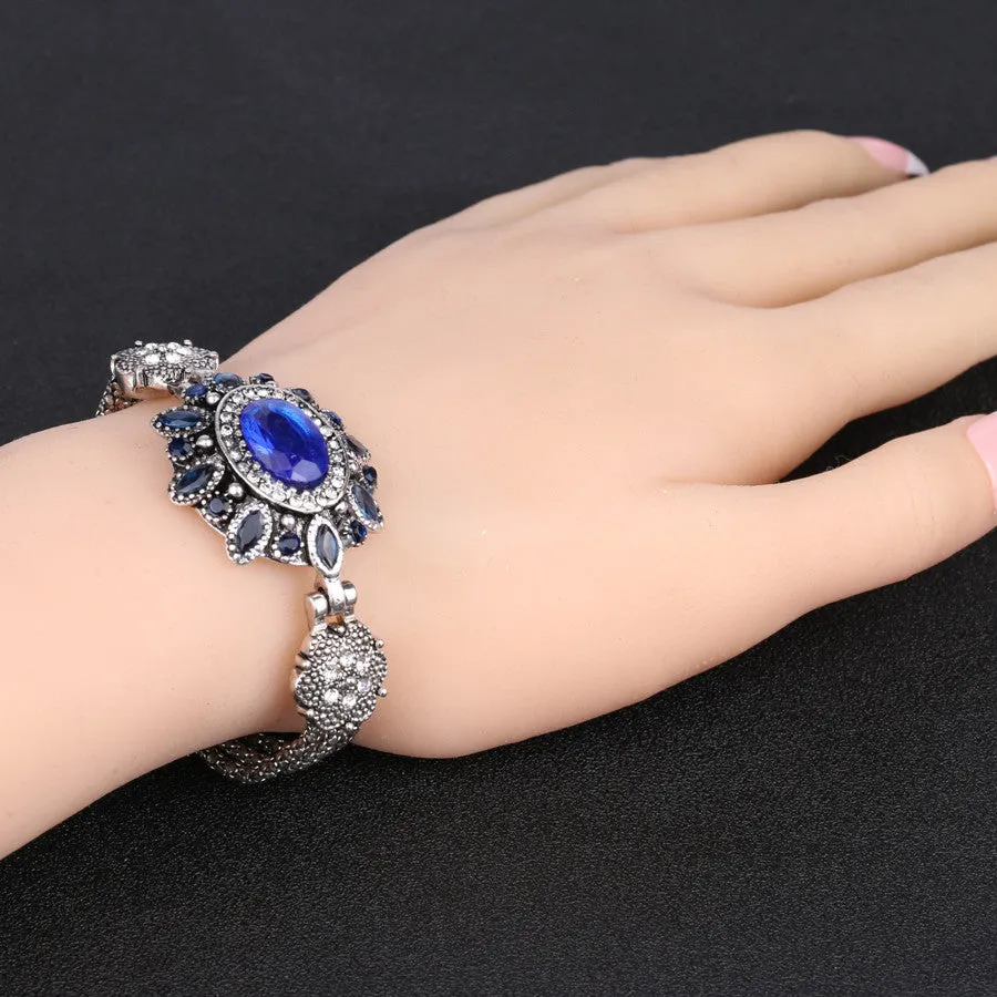 Turkey Jewelry Latest Design Bohemian Retro Silver Resin Crystal Bracelet Bracelet For Women