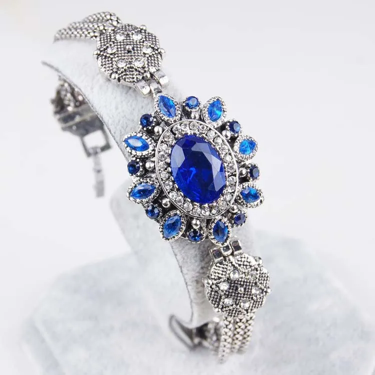 Turkey Jewelry Latest Design Bohemian Retro Silver Resin Crystal Bracelet Bracelet For Women