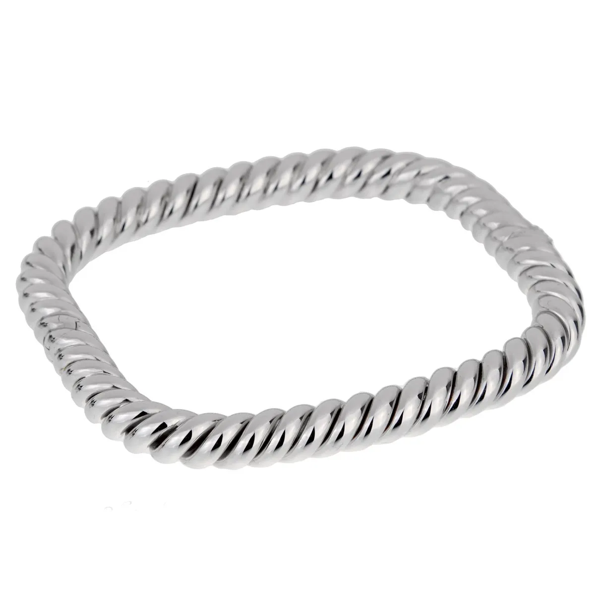 Van Cleef Arpels Braided White Gold Bangle Bracelet