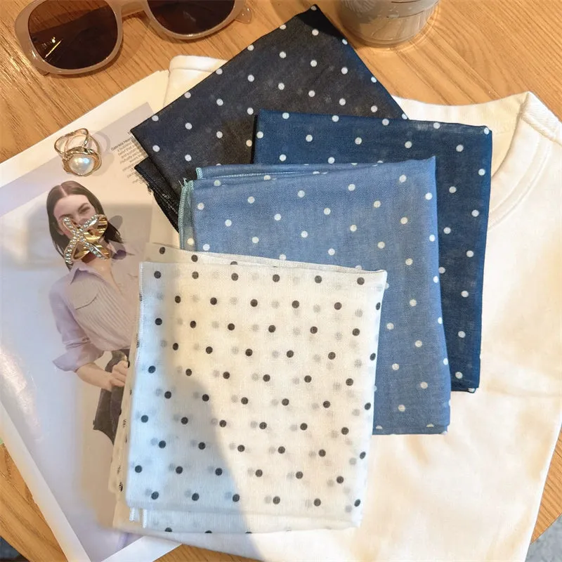 Versatile Polka Dot Silk Scarf