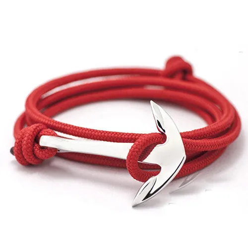 Vintage Jewelry Silver Alloy Anchor Bracelet Men Leather Risers Bracelet for Women&Men friendship bracelets