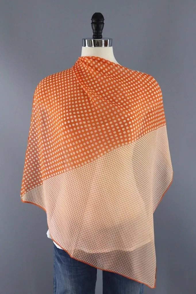 Vintage Orange Silk Chiffon Scarf