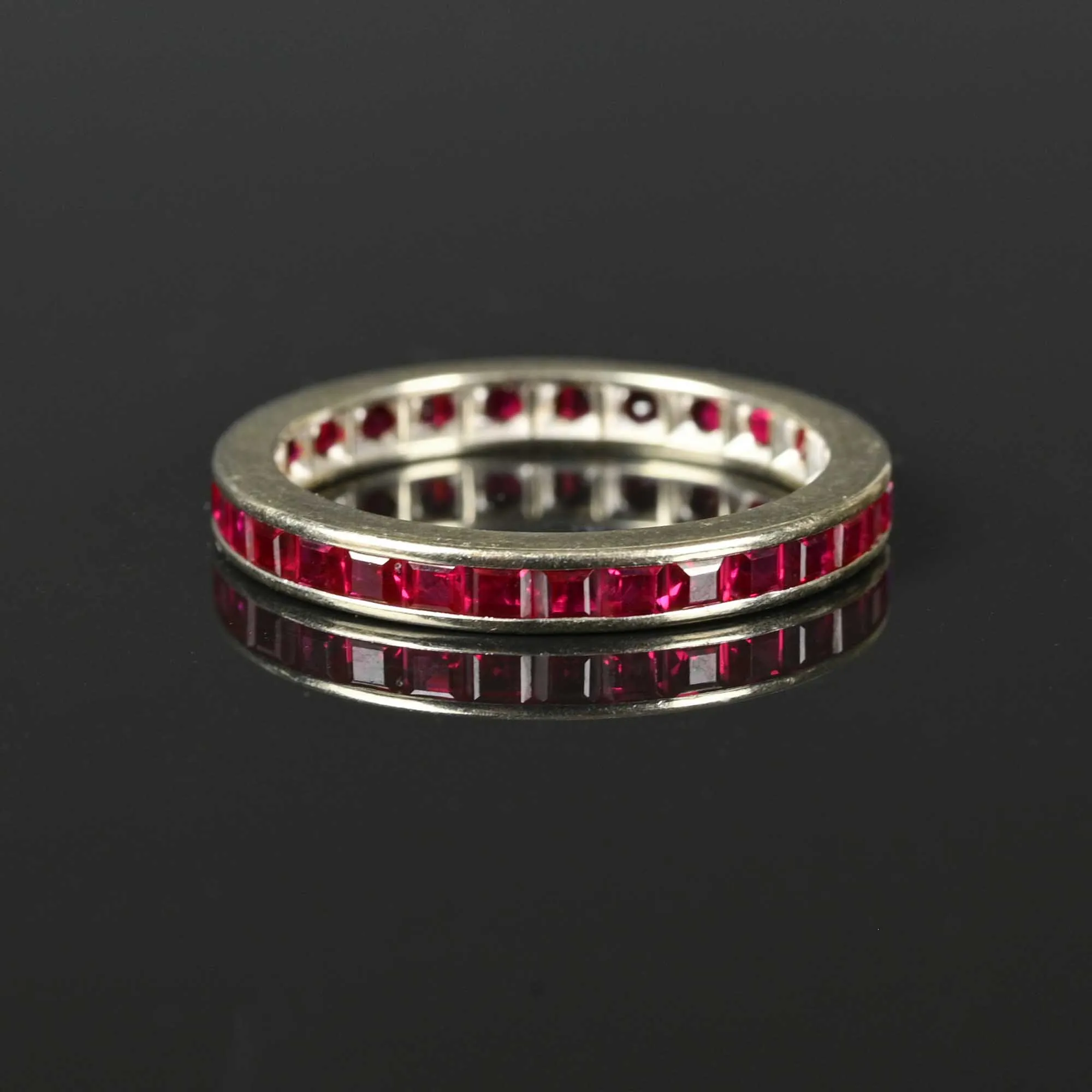 Vintage Ruby Eternity Band Ring in 14K White Gold