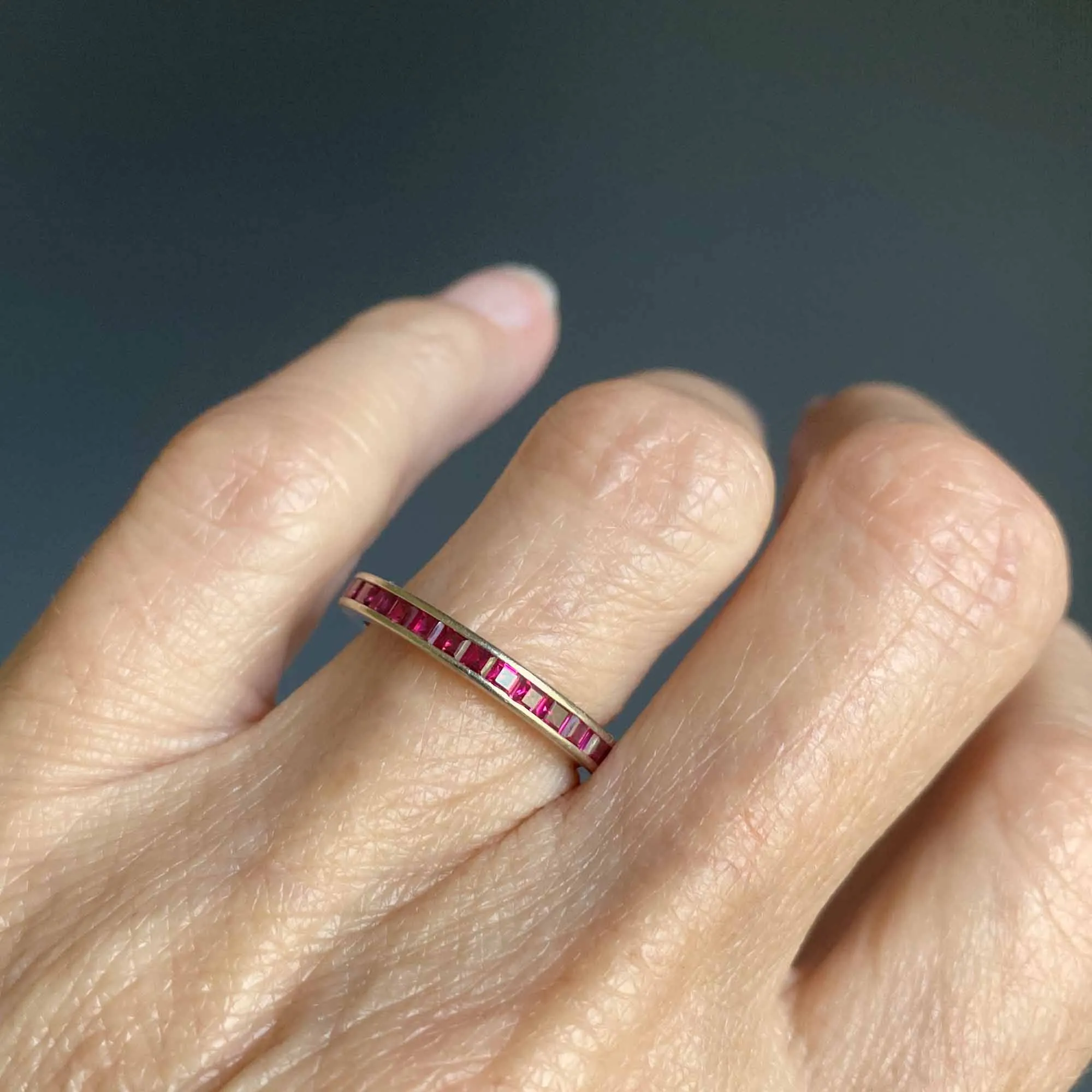 Vintage Ruby Eternity Band Ring in 14K White Gold