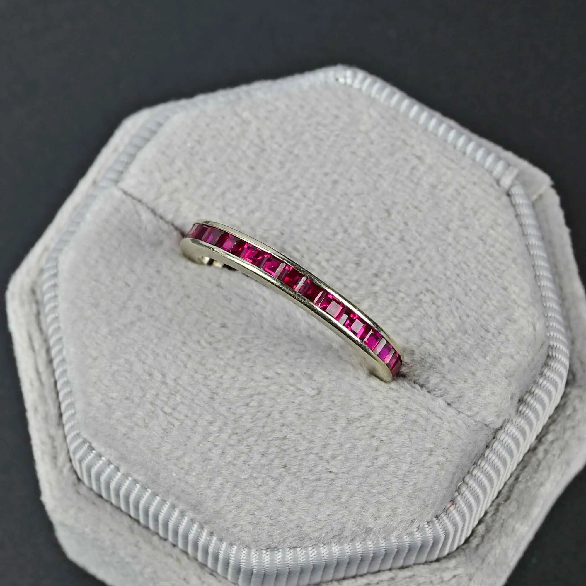 Vintage Ruby Eternity Band Ring in 14K White Gold