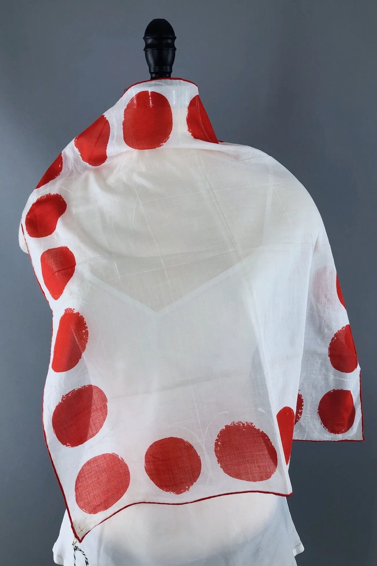 Vintage Vera Neumann Red Polka Dot Cotton Scarf