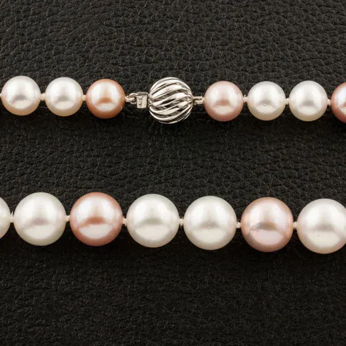 White & Pink South Sea & Kasumiga Pearl Necklace