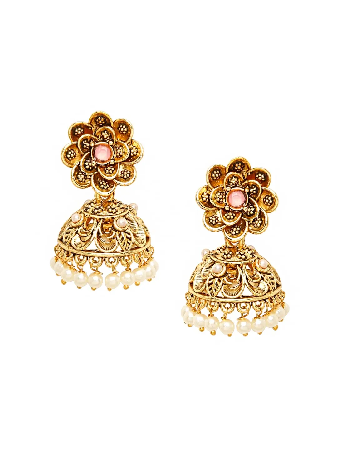 Yellow Chimes Earrings for Women Oxidised Gold Plated Peacock Designed Crystal studded Beads Drop Chandbali Drop Earrings for Women and Girls (ER 4)